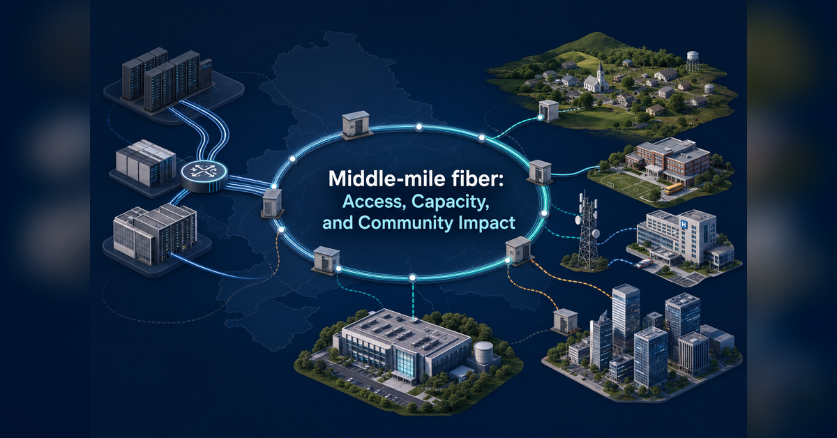 Middle-mile fiber network connecting local providers and communities to data centers, cloud networks, exchanges, and national backbones