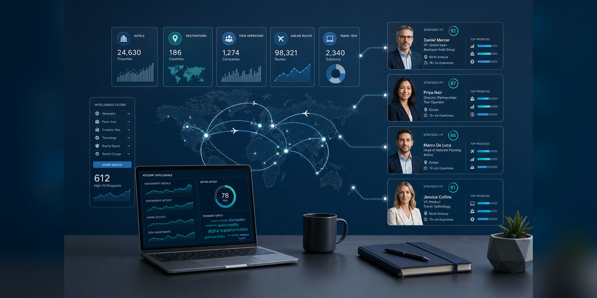 Travel and Tourism Email List research connecting travel companies, decision-makers, source evidence and CRM-ready prospect data
