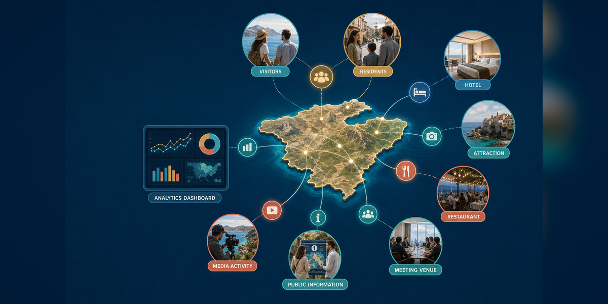 What is a DMO destination ecosystem connecting visitors, tourism partners, marketing, stewardship and measurement