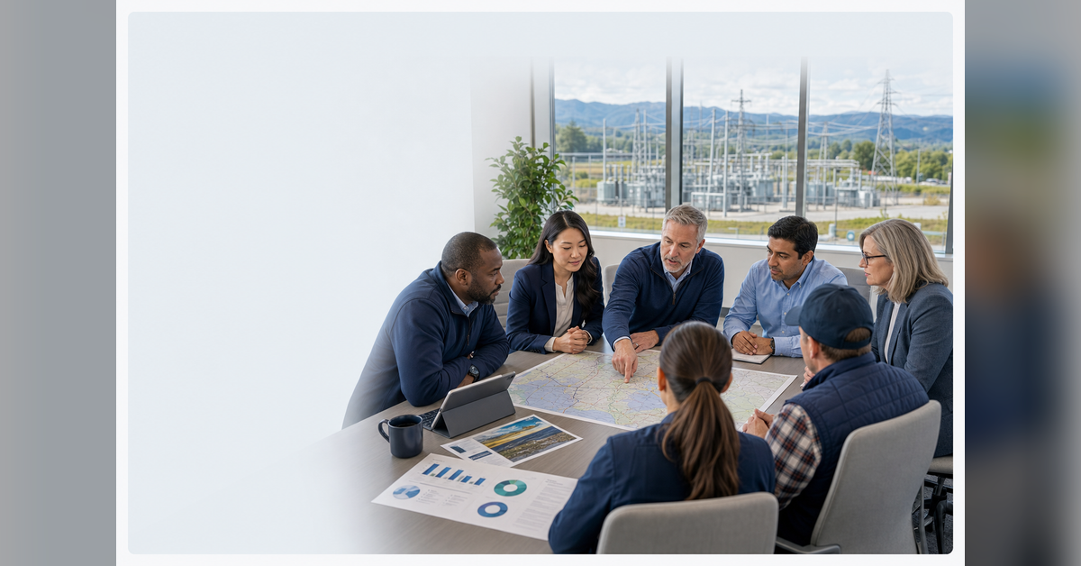 Energy community engagement meeting for utility and power infrastructure stakeholders