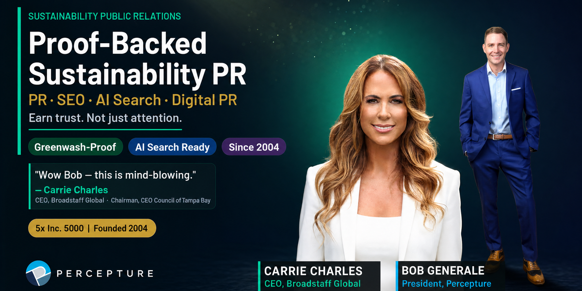 sustainability public relations firms with Bob Generale at Percepture