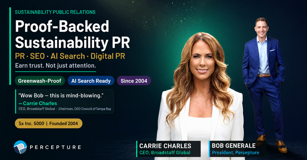 sustainability public relations firms with Bob Generale at Percepture