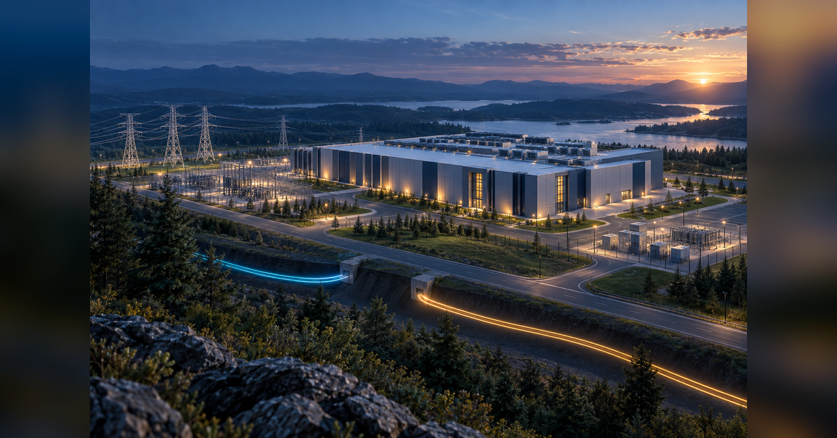 Data center site with power infrastructure and separate fiber connectivity routes