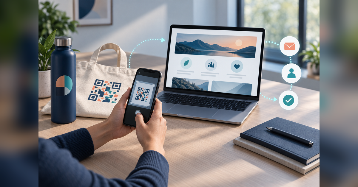 Promotional merchandise connected to a digital campaign journey