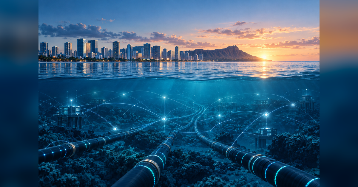 Honolulu digital infrastructure illustration for the PTC 2027 conference guide