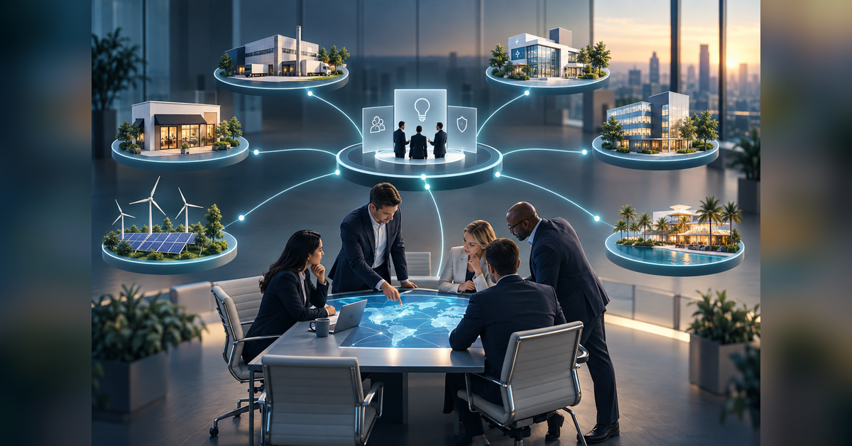 Private equity portfolio marketing strategy connecting multiple companies through shared growth planning