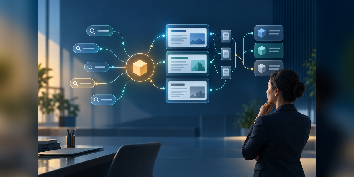 Analyst reviewing brand signals, AI answers, sources, and competitor pathways during an AI visibility audit