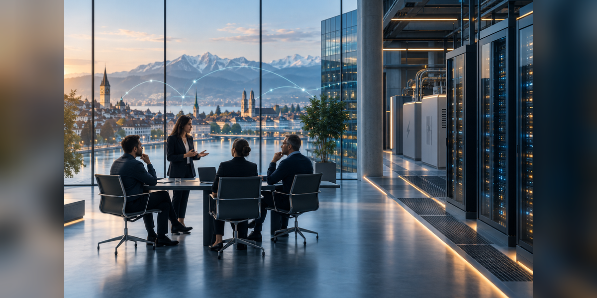 Business leaders discussing digital infrastructure at a Zurich data center conference