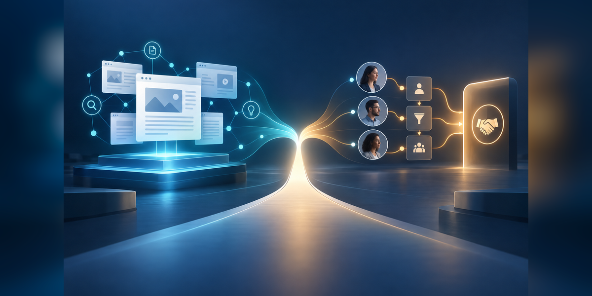 SEO demand assets connecting with lead generation capture and sales routing