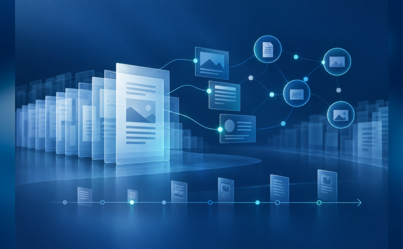 Abstract AI search historical data archive with source and citation pathways