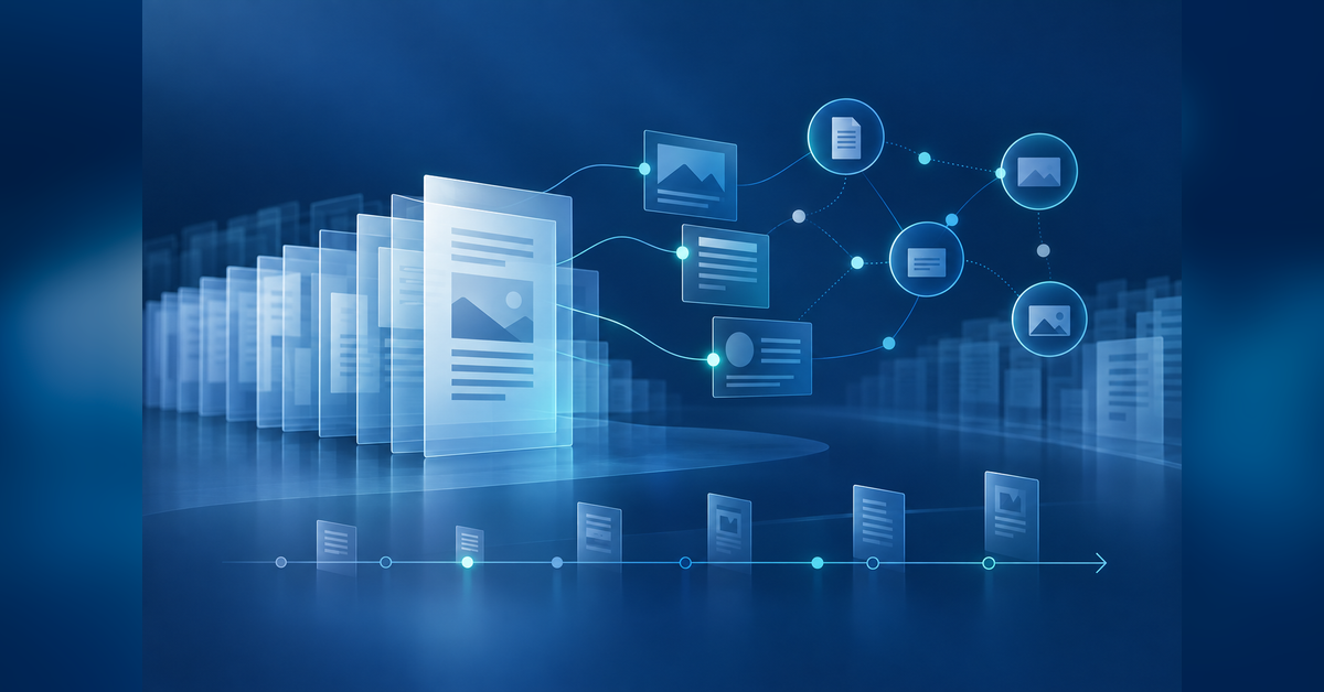 Abstract AI search historical data archive with source and citation pathways