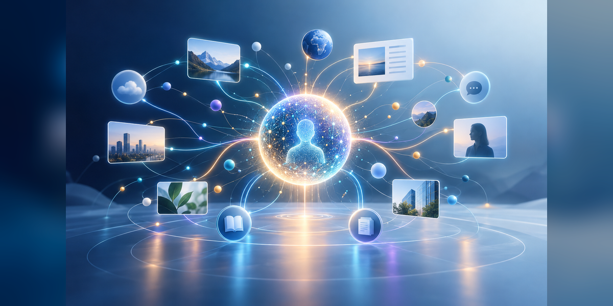 Abstract visualization of Gemini brand mentions across connected AI answer pathways