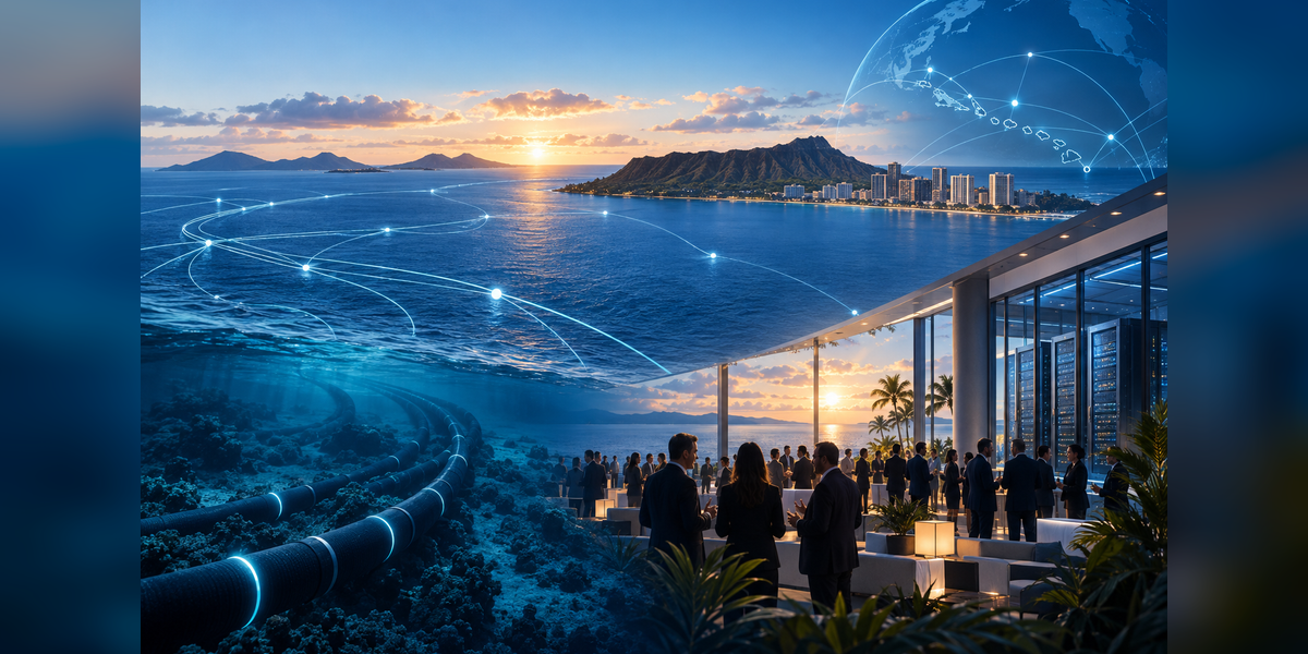 Pacific telecommunications conference concept with subsea connectivity and digital infrastructure