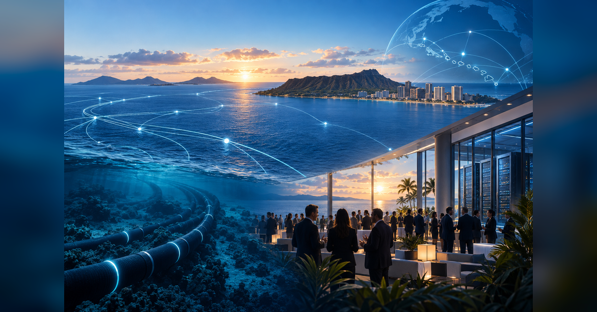 Pacific telecommunications conference concept with subsea connectivity and digital infrastructure