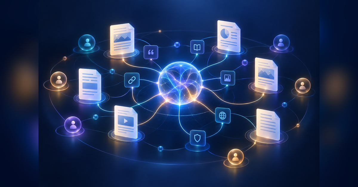 Abstract network illustrating Perplexity brand mentions, source citations and AI visibility tracking