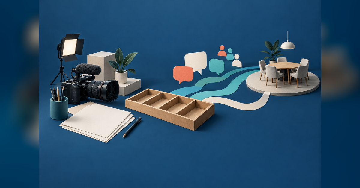 Social media marketing budget planning illustration connecting content production, distribution, community response, and financial decisions