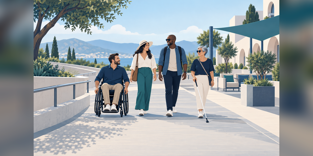 Conceptual accessible destination scene for the TravelAbility Summit 2026 buyer guide