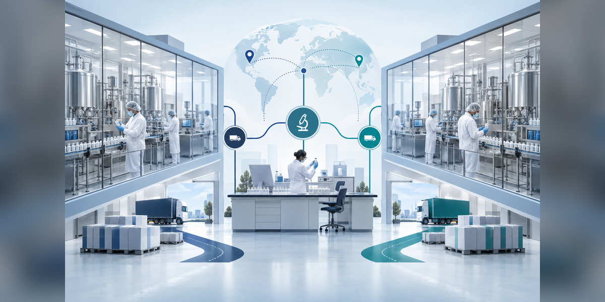 Conceptual manufacturing partner comparison for a US vs Europe CDMO decision