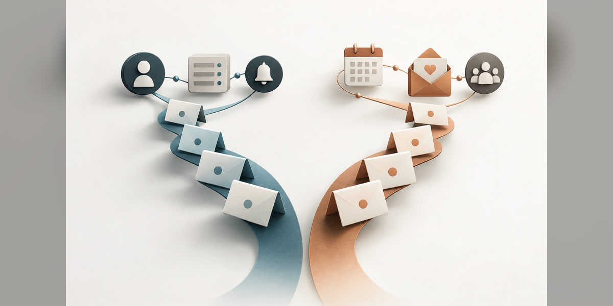 Separate operational and promotional message paths for fintech email marketing