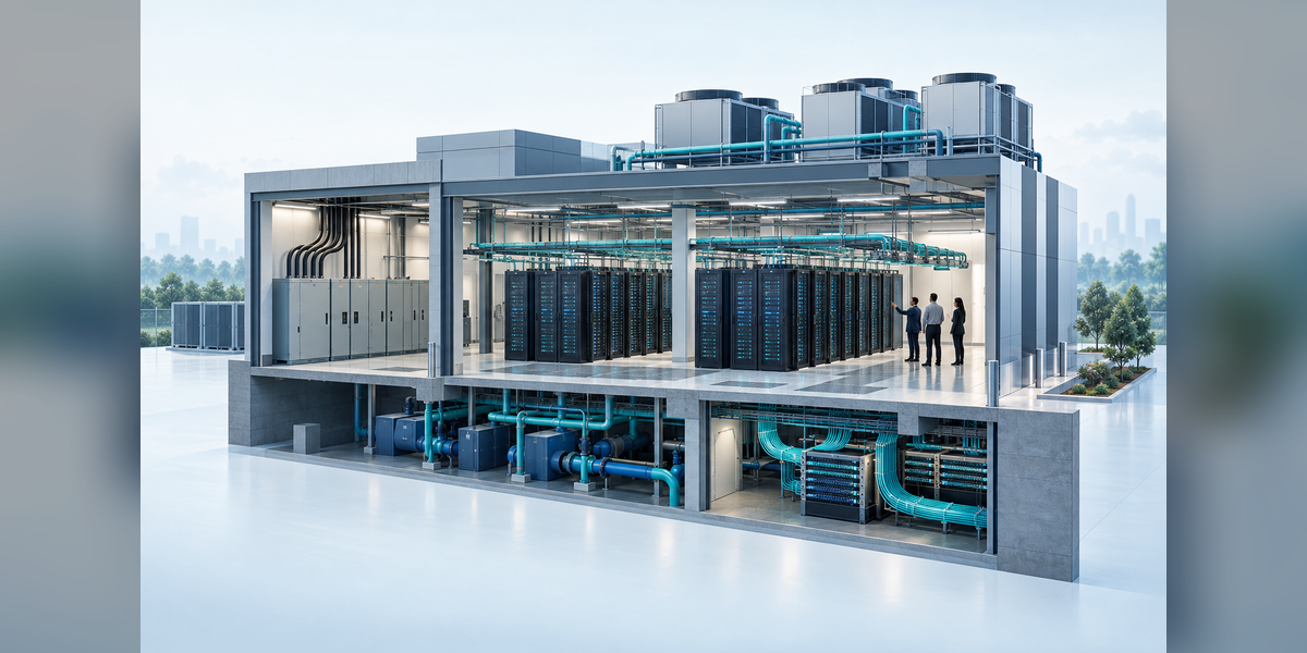 Conceptual illustration of data center systems for the Digital Infrastructure World 2027 event guide