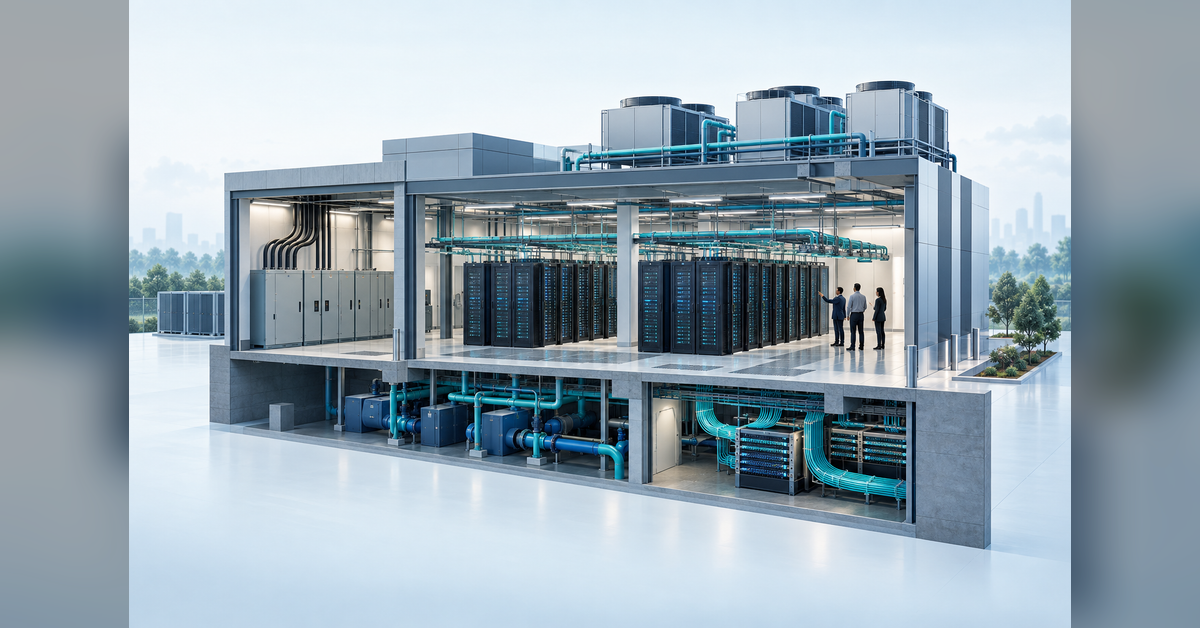 Conceptual illustration of data center systems for the Digital Infrastructure World 2027 event guide