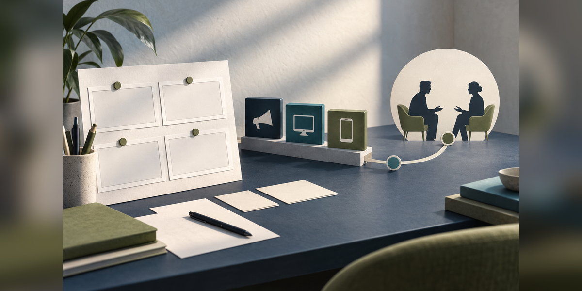 Conceptual recruitment advertising review connecting creative planning, media placement and recruiter handoff