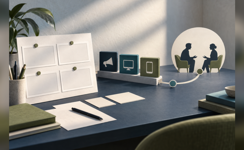 Conceptual recruitment advertising review connecting creative planning, media placement and recruiter handoff