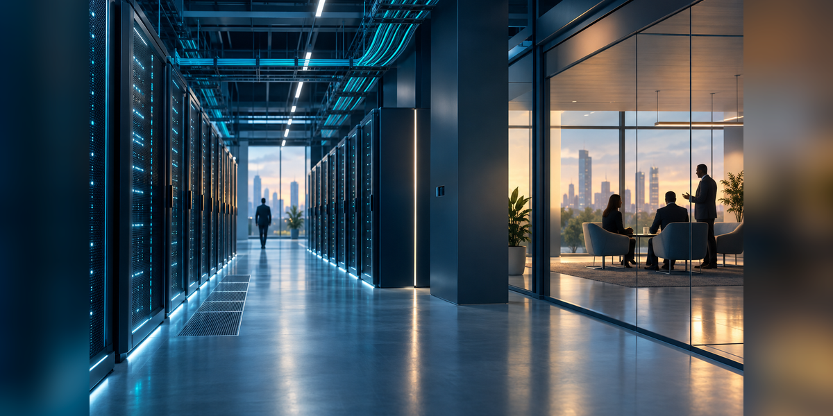Conceptual digital infrastructure and meeting space for Datacloud USA + Metro Connect Fall 2027 planning