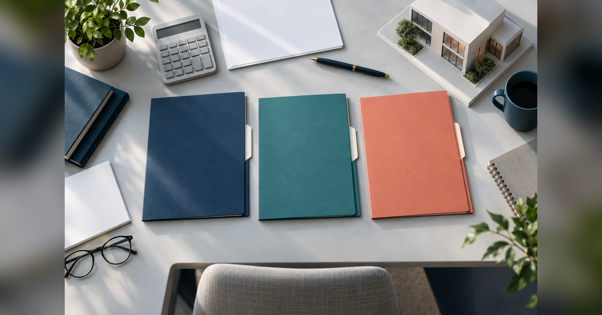 Accounting workspace with unmarked agency proposals arranged for comparison