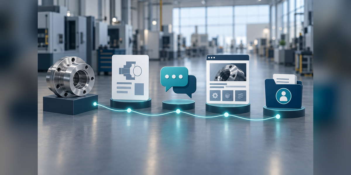 Conceptual pathway from engineering-approved manufacturing content to a buyer RFQ