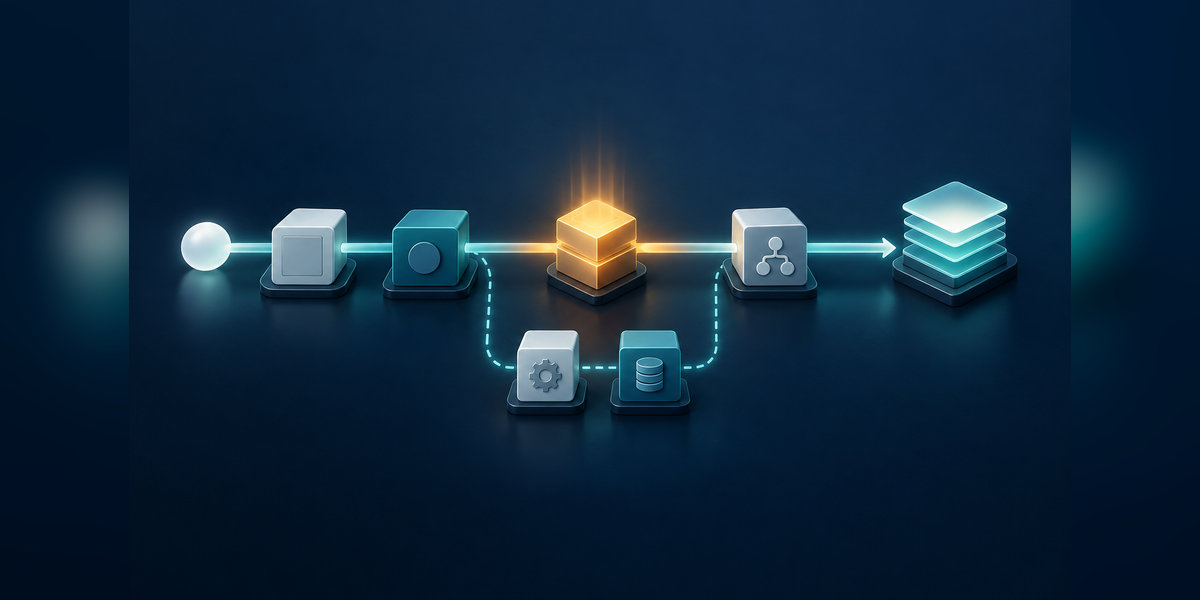 Conceptual AI agent latency illustration showing branching processing paths and a bottleneck