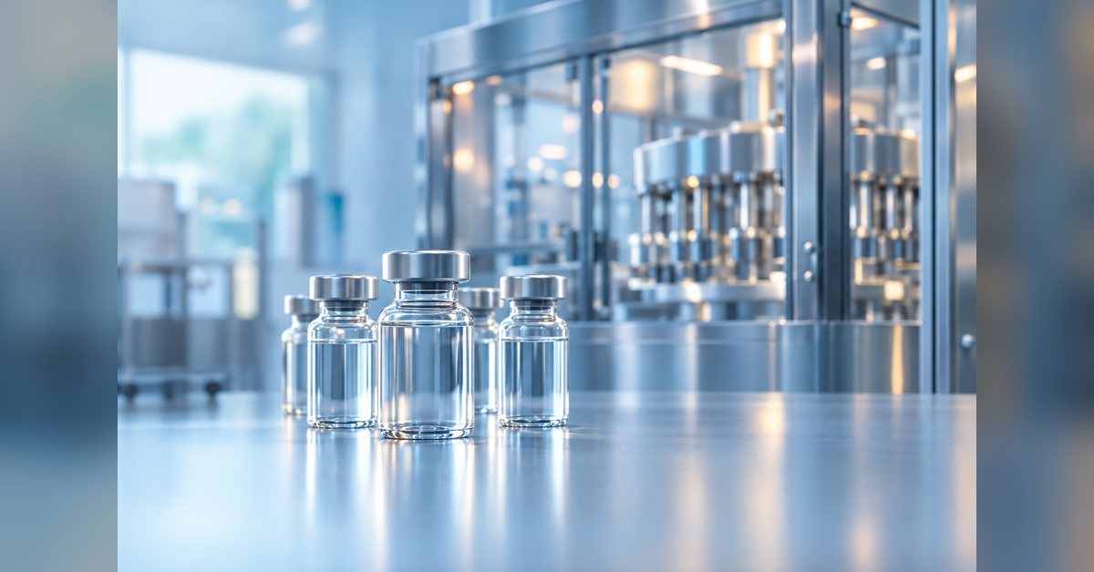 Conceptual glass vials and manufacturing enclosure for sterile fill-finish CDMO selection