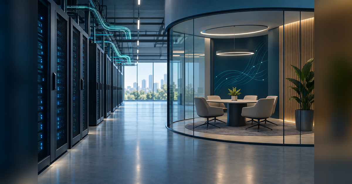 Conceptual data center infrastructure and meeting space for DCD Connect Southern Europe 2027 planning