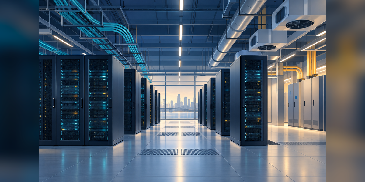 Conceptual server hall illustrating power, cooling and connectivity considerations for a New Jersey colocation buyer guide