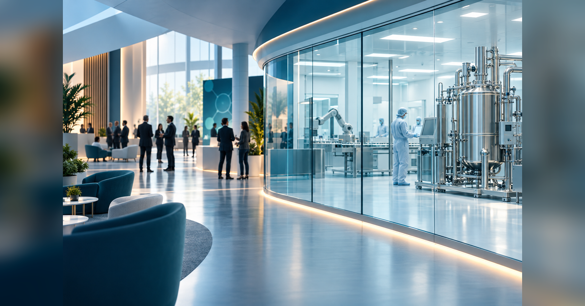 Conceptual conference pavilion and pharmaceutical cleanroom for the ISPE Aseptic Conference 2027 guide