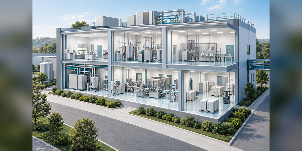 Conceptual pharmaceutical facility for an ISPE Facilities of the Future 2027 planning guide