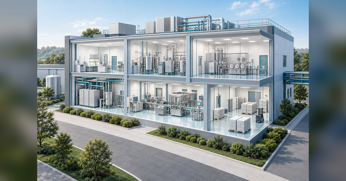 Conceptual pharmaceutical facility for an ISPE Facilities of the Future 2027 planning guide