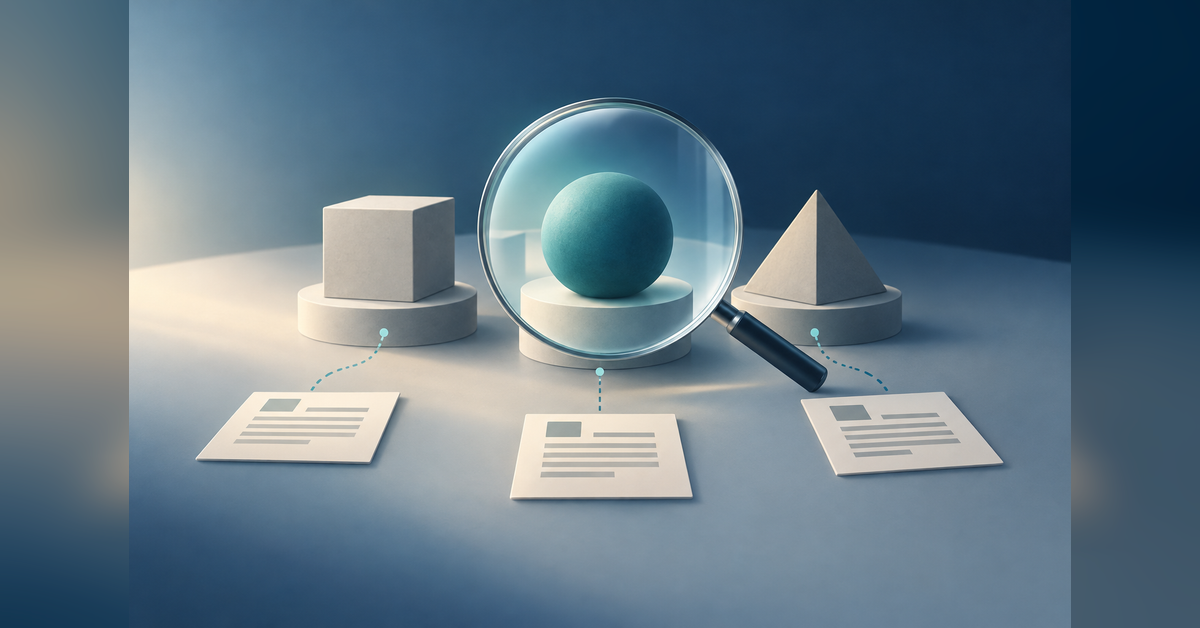 Conceptual illustration of AI recommendation criteria, supporting evidence, and buyer fit