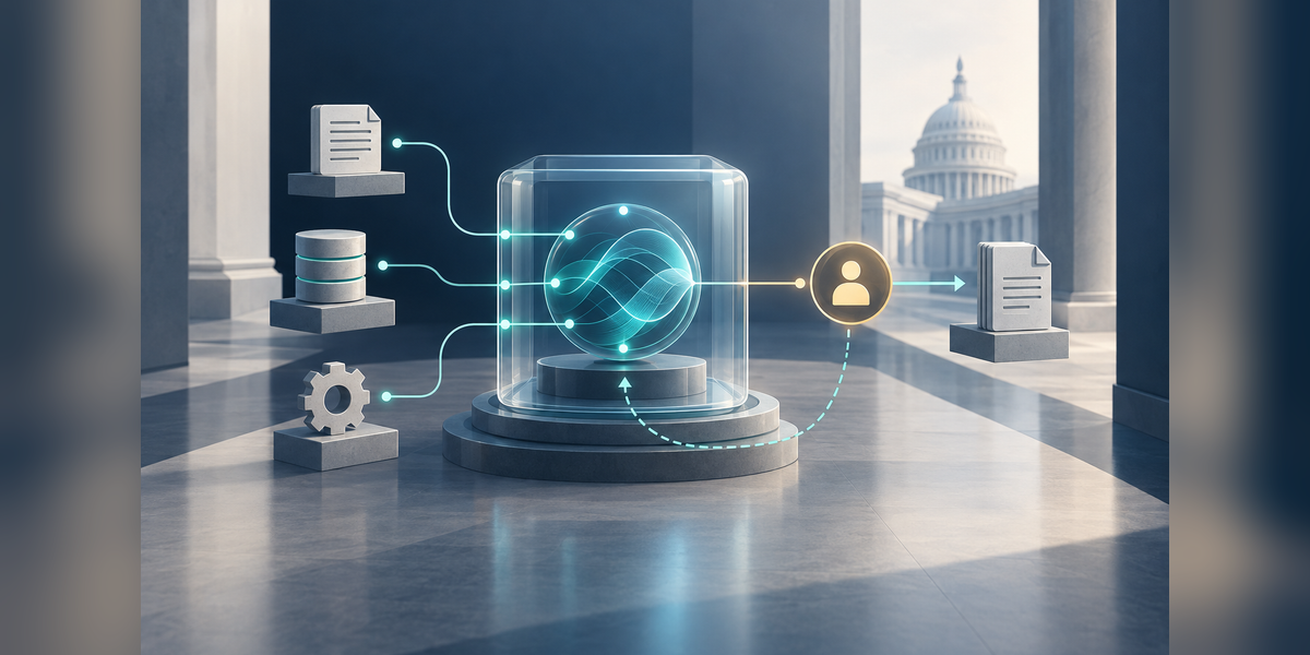 Conceptual agent workflow with bounded tool connections and a human approval point
