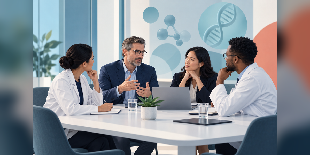 Conceptual illustration of life sciences business meetings for BIO-Europe Spring 2027