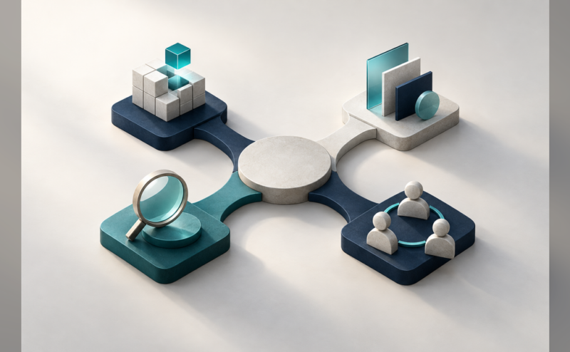 Conceptual view of HubSpot AI alternatives connecting marketing workflows, customer data, and search visibility