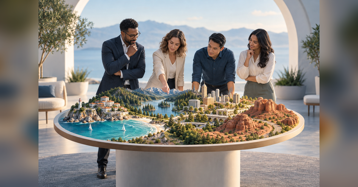 Conceptual destination landscape for a guide to the best tourism boards in the USA