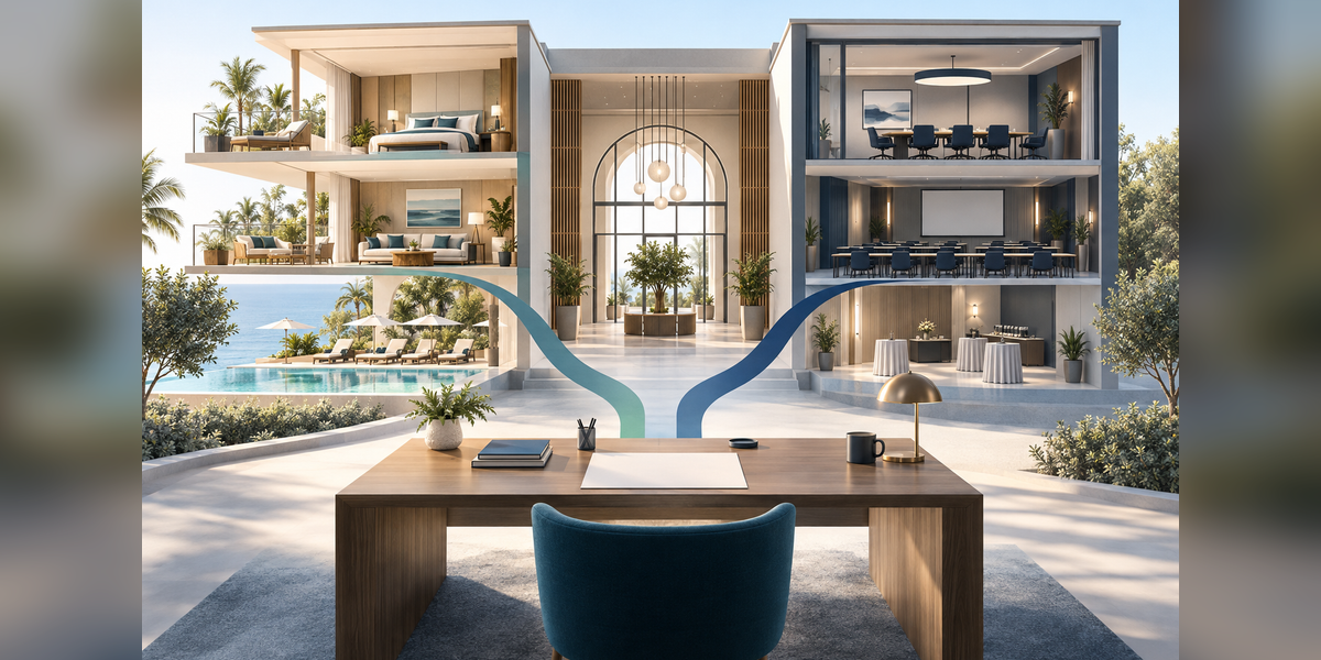 Hotel marketing budget illustration connecting leisure stays and weekday group meeting demand