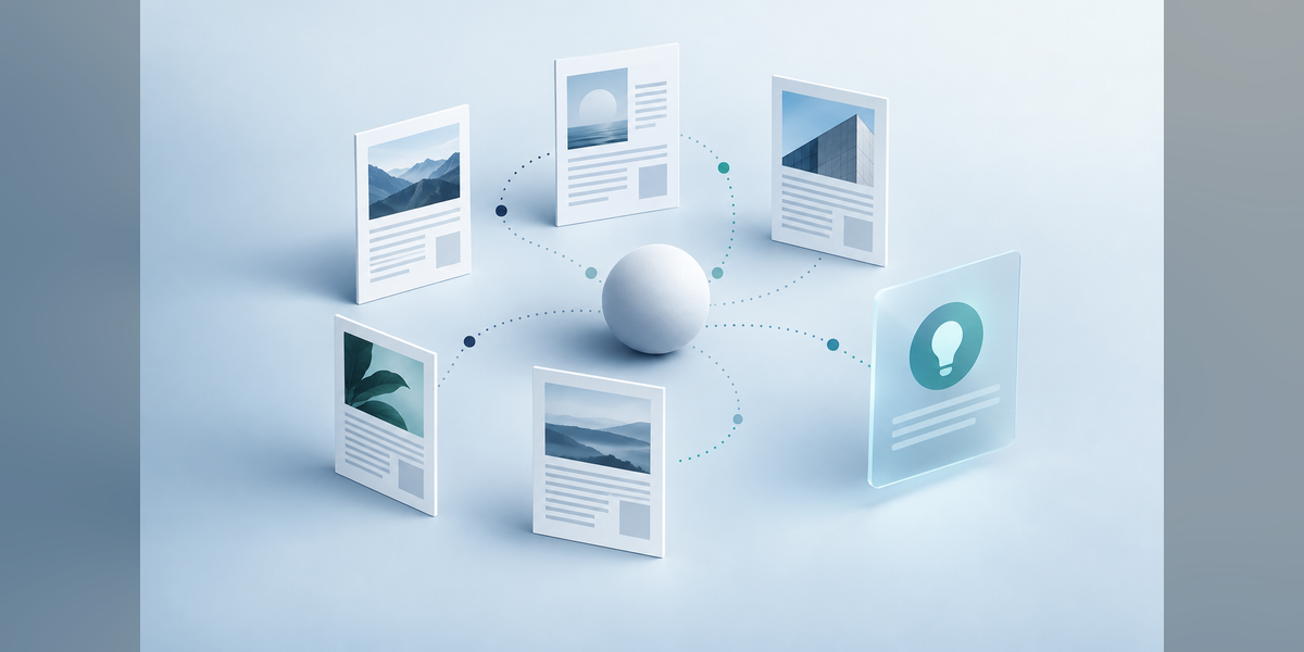 Conceptual illustration of unlinked brand mentions and AI search visibility measurement