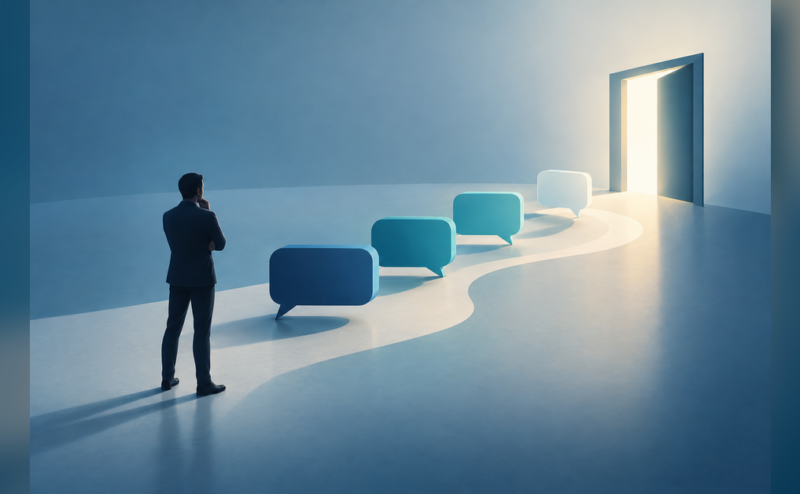 Conceptual buyer journey from AI-search conversation to a business decision