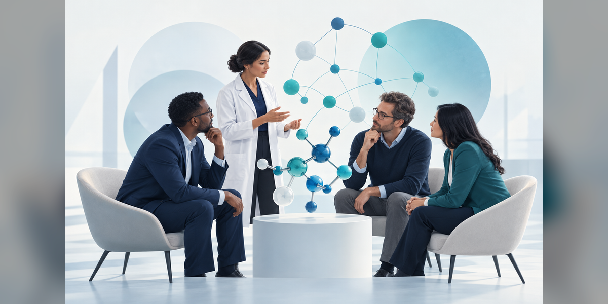 Conceptual life sciences conference artwork for Bio-IT World 2027