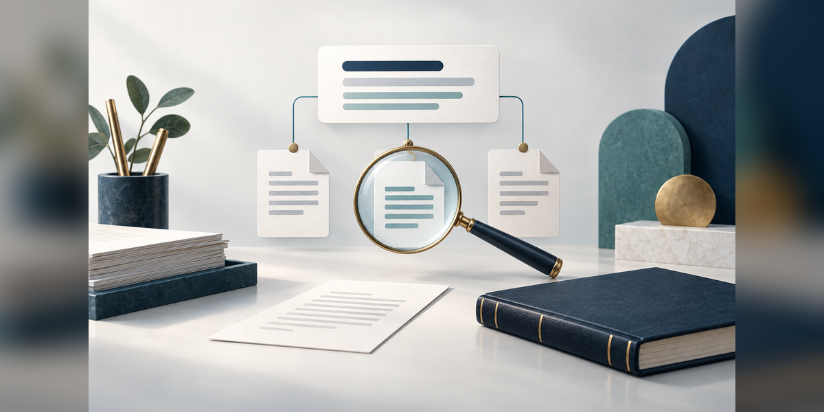 Conceptual illustration for evaluating AEO tools for accounting firms through answer and source review