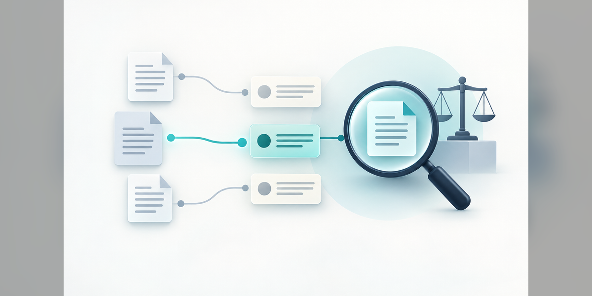 Conceptual legal-software documents connected to AI answer nodes for citation inspection