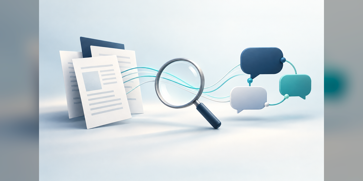 Conceptual illustration of media coverage, search visibility, and AI source citations